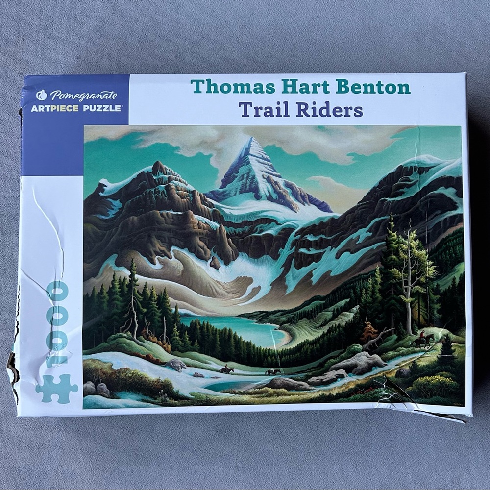 Pomegranate ~ 1000 Piece Puzzle ~ Thomas Hart Benton: Trail Riders ~ Brand New!